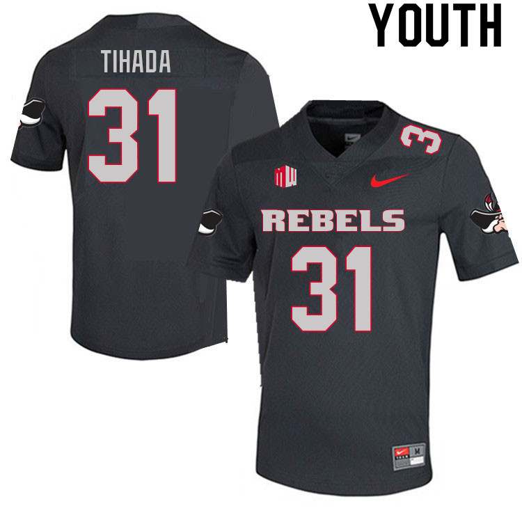 Youth #31 Josh Tihada UNLV Rebels College Football Jerseys Sale-Charcoal - Click Image to Close